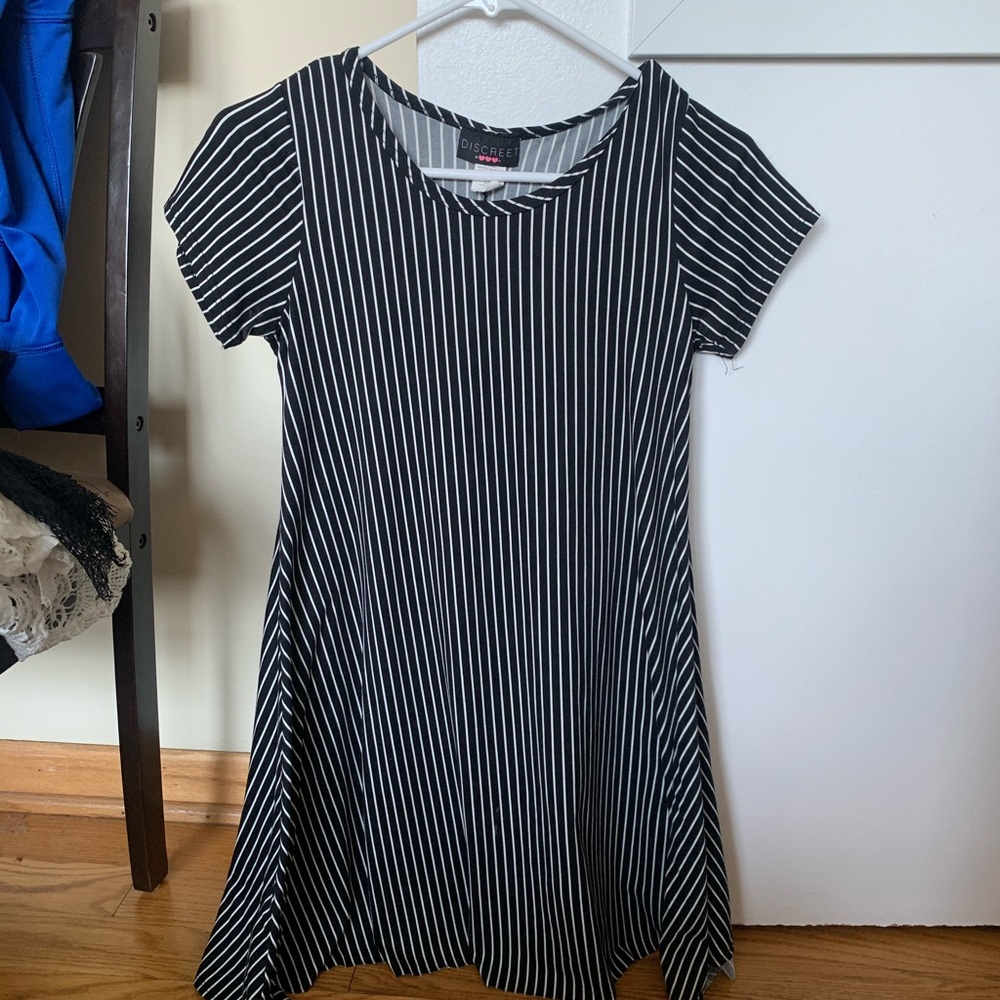 Black striped mini dress